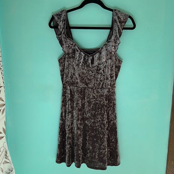 American Eagle AE Crushed Velvet Ruffle Mini Dress - Picture 7 of 13